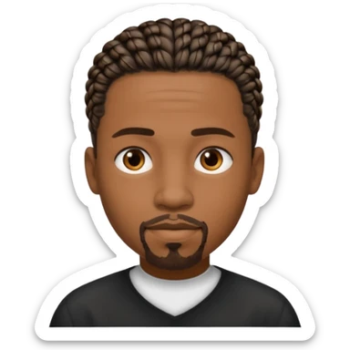 Hazme un emoji de un hombre negro con trenzas cortas (pero no mucho) y una pequeña perilla sin bigote sticker