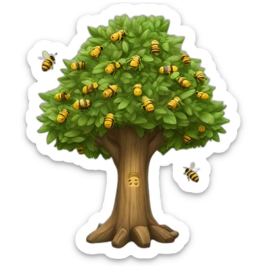 Arbol Algarrobo histórico con abejas tiernas  sticker