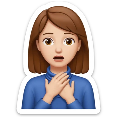 white woman with brown hair hands around her neck choking emoji sticker