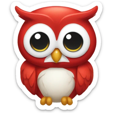 red owl with white bow  sticker