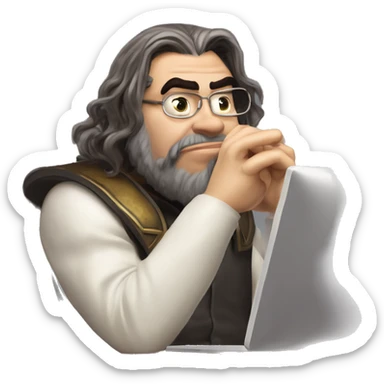 Warcraft geeky computer whispering Steve Wozniak in Marvel Avengers style, oil paint, mysterious eyes, intricate lips, masterpiece pose, odd perspective, beautiful, desirable, logical sticker