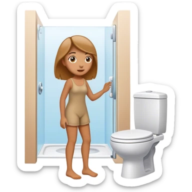 Tan lady going to bathroom sticker