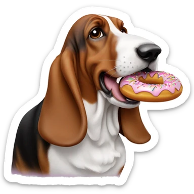 Basset hound eats a nice doughnut  sticker