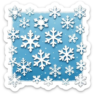 Falling snowflakes, felt texture, scrapbooking sticker