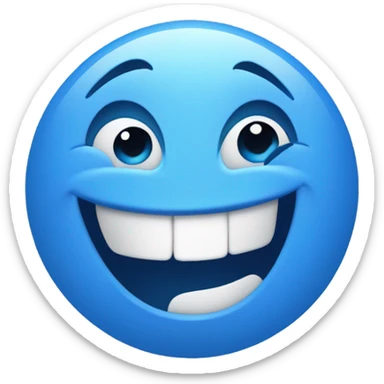 Blue face with a huge Open smile and squinted happy yes. It has no teeth sticker