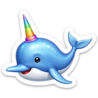  blue narwal with rianbow horn sticker
