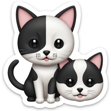 a cat and dogs together sticker
