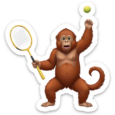 orangutan playing badminton sticker