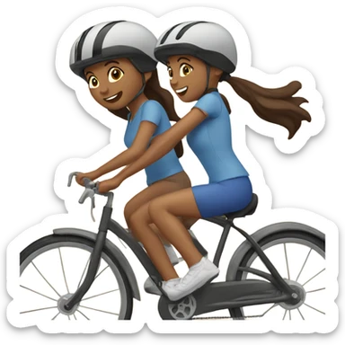 Brunette twins riding bikes sticker