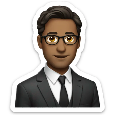 Sophisticated brunet with glasses wearing a suit sticker