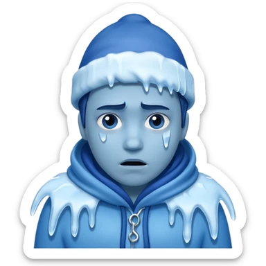cold face, shivering, blue tint, icicles, expressive sticker