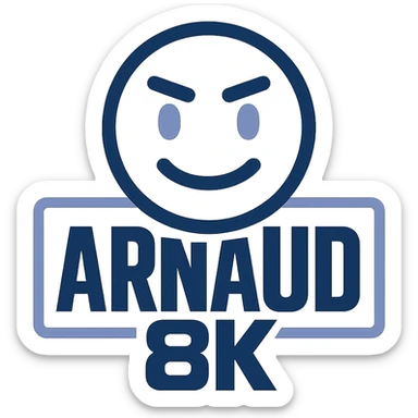 Logo 'Arnaud8K' in modern streetwear style, bold typography, Gazo influence, social media vibe, no video elements sticker