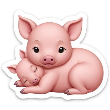 Sleeping Piglet – tiny pink pig curled up, eyes closed sticker