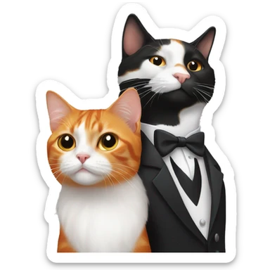 tuxedo and orange cat sticker