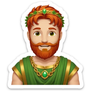 Priapus, God of Fertility from Gods and Goddesses with red hair and beard, gold and green outfit sticker