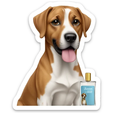 jeremy fragrance spraying cologne on a dog sticker