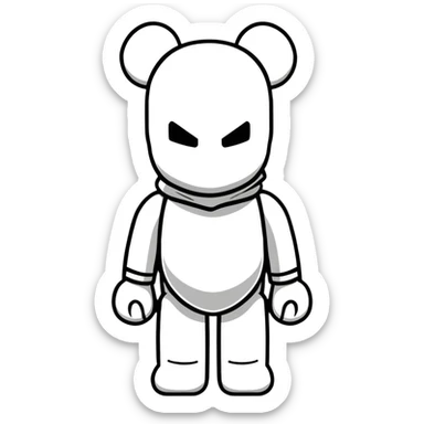 cute bearbrick collectible toy wearing a balaclava sticker