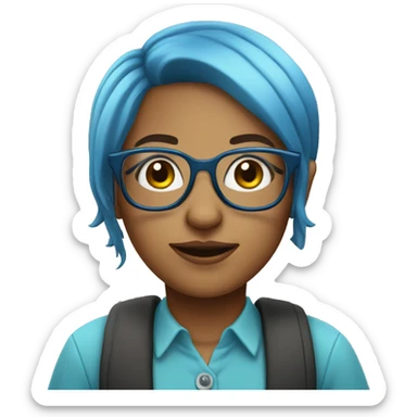 nerdy librarian with blue hair and glasses girl sticker