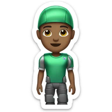 robot boy in green shirt Jalen hurts  sticker