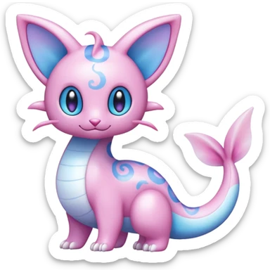 Shiny Pastel Translucent Sparkly Skitty-Dratini-Lumineon-Dragonair-Fakémon-hybrid-creature (full body)  sticker