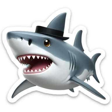 Shark with a top hat sticker