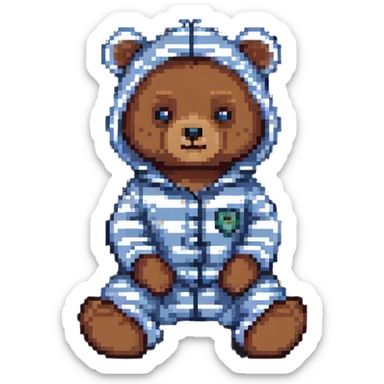 bear in striped pajamas sitting sticker