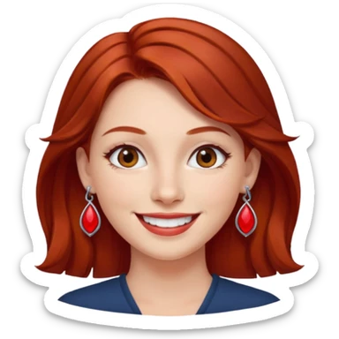 kadın, kumral saçlı kırmızı küpeli  sticker