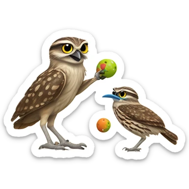 Burrowing owl and roadrunner pickleball sticker