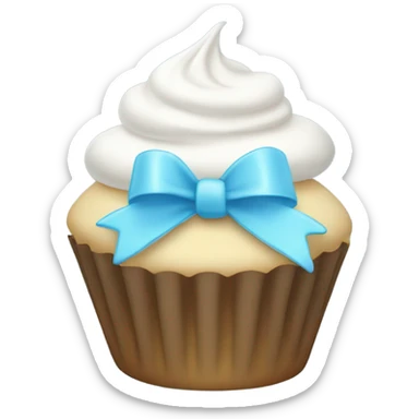 White cupcake with light blue bow sticker