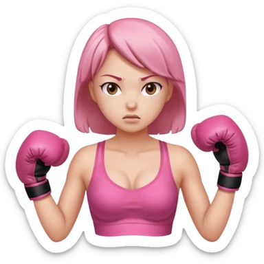 Girl boxing wear pink bra sticker