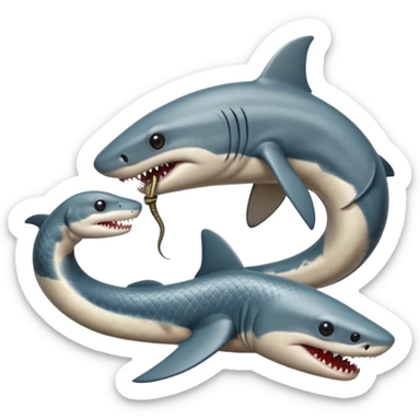 shark kisses to snake  sticker