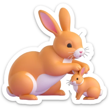 person petting rabbit sticker