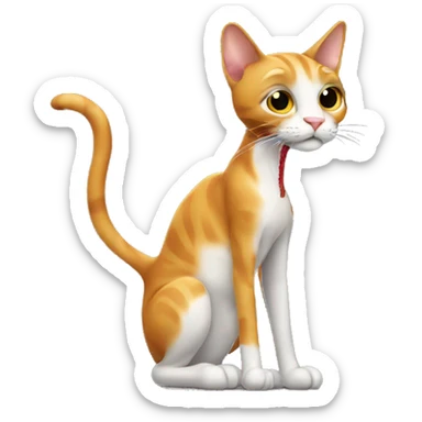 very thin cat with a long neck smoking cigar sticker