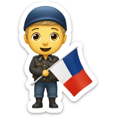 little german boy kissing the map of france and french flag sticker
