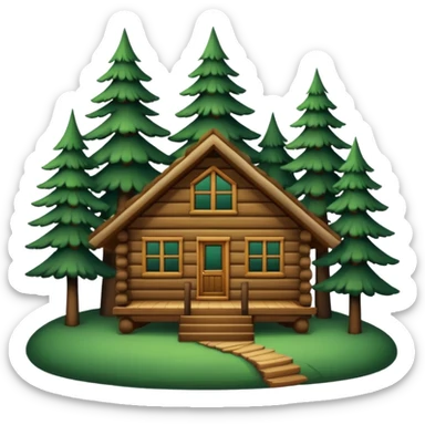 cabin in the woods, surrounded by pines sticker