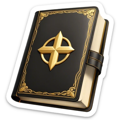 A black and gold book with an aged leather texture, embossed a, silhouette, exuding wisdom, mastery, and the relentless pursuit of greatness. - book on mastery  sticker