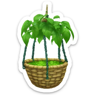 Hanging green plant in macabre basket sticker