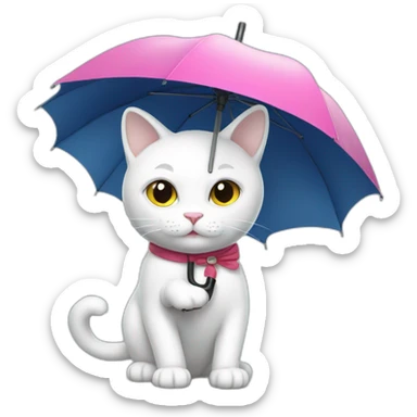 white cat with an umbrella sticker