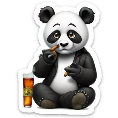 Panda smoking a cigar wearing headphones sticker