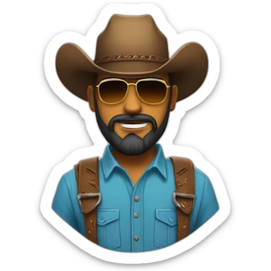 cowboy maigre lunettes barbe sticker