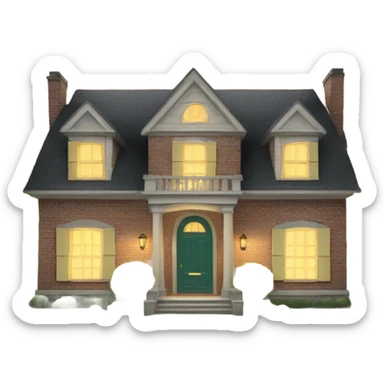 A very large house with the front door wide open, inside is a letter sticker