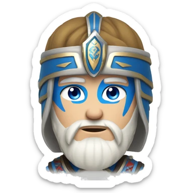 British white male with blue eyes wearing a Mongolian warrior outfit sticker