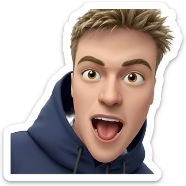 realistic boy with open mouth sticker