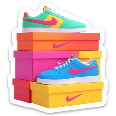 stack of colorful Nike shoe boxes sticker