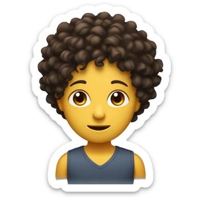 "face with no skin", "Black eyes and curly hair", "with an expression of shyness", "brush red" sticker