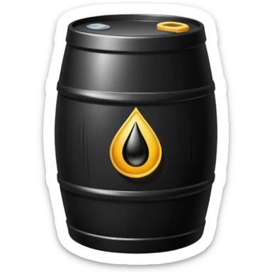 generate an ultra realistic black metal barrel without rust and with a black drop of oil on it sticker