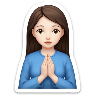Praying woman brunette sticker