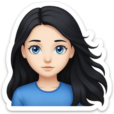 Long-haired girl with black hair 1 meter long. This girl has one eye of blue color and the other of brown color. sticker