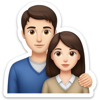 A brunette woman with a brunette man sticker