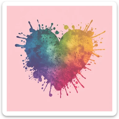 heart with a watercolor splash sticker